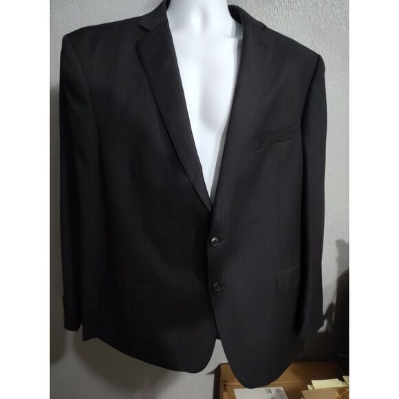 Joseph‎ Abboud Loro Piana 120s Wool Black Stripe Blazer Coat Jacket Mens 873